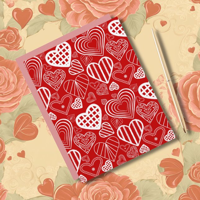 Papier Cœurs de la Saint-Valentin Amour Rouge Blanc (Créateur téléchargé)