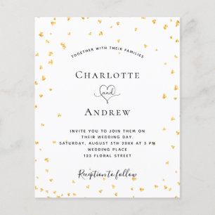 Papier Coeurs d'or budget faire-part de mariage blanc