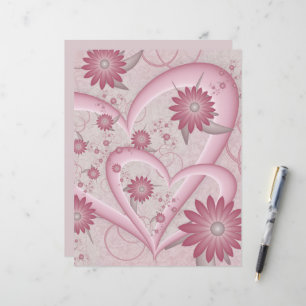 Papier Coeurs et fleurs Abstraits roses Aimer l'art fract