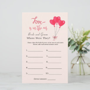 Papier Coeurs "Où étaient-ils" Jeux de douche nuptiale