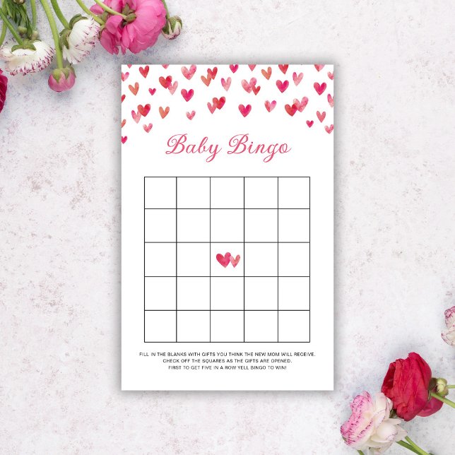 Papier Coeurs roses Baby Bingo Jeu (Créateur téléchargé)