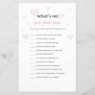 Papier Coeurs roses Ce qui est sur votre Baby shower de t