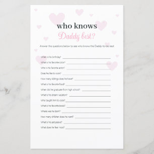 Papier Coeurs Roses Qui Connaît Papa Meilleur Baby shower