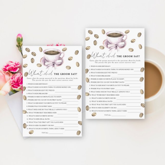 Papier Coffee & Bow Bridal shower Que disait le marié (Créateur téléchargé)