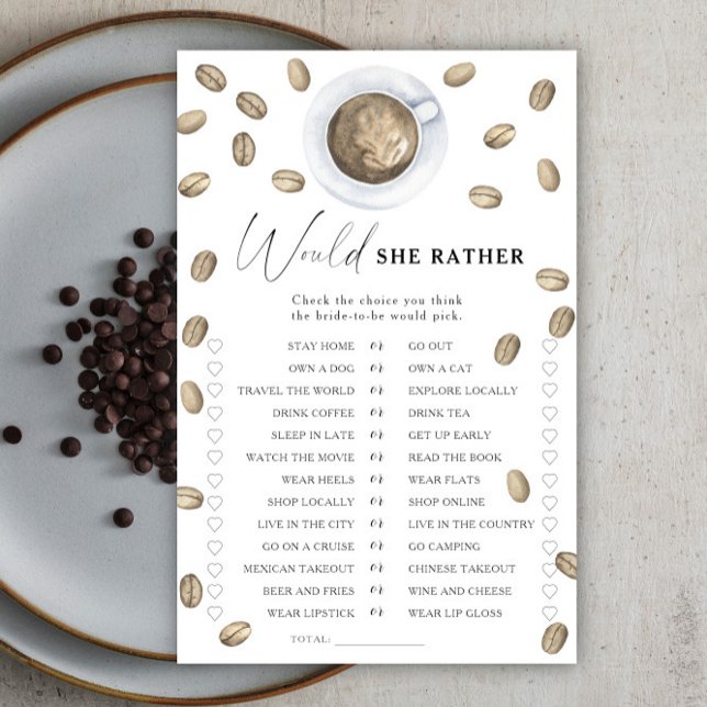 Papier Coffee nuptiale Douche préférerait-elle jouer (Créateur téléchargé)