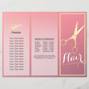 Papier Coiffeuse de maquillage Salon Ciseaux Or Tri-Fold