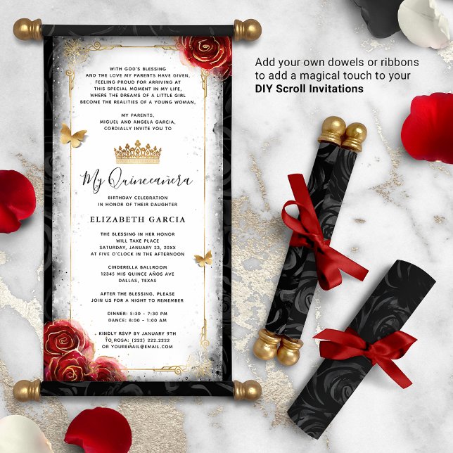 Papier Coing noir et blanc rouge do-it-yourself Scroll In (DIY scrolls do not come with dowels. Add your own or roll up with a ribbon for an elegant touch!)