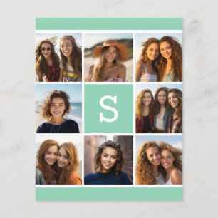 Papier Collage photo de menthe et blanc avec Monogramme
