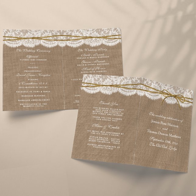 Papier Collection de Mariages Rustic Twine Bow - Programm (Créateur téléchargé)