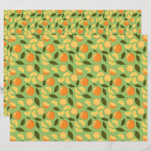 Papier Collection de Motifs de paniers de fruits - Orange (Devant / Derrière)