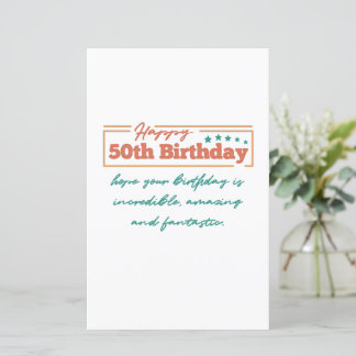 Papier coloré Joyeux 50e anniversaire voeux