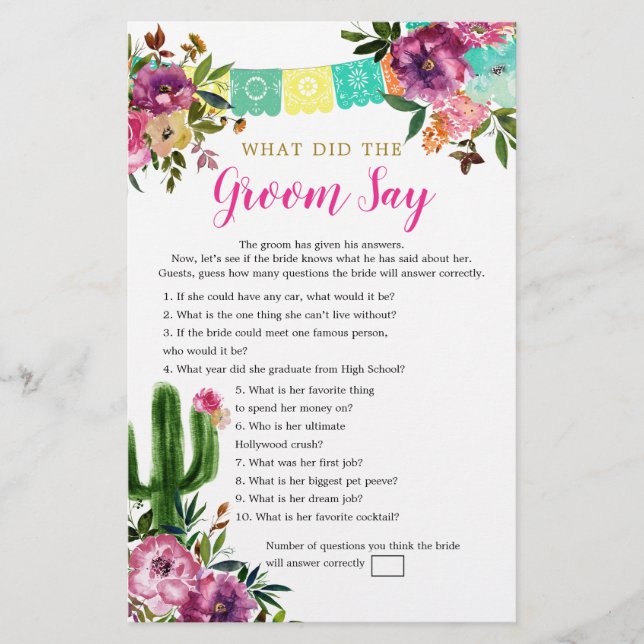Papier Coloré Mexicain Taco sur l'amour Groom Dites jeux (Devant)