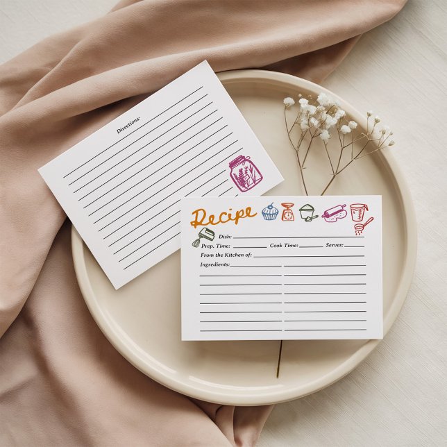 Papier Colorful Hand Drawn Recipe Card (Créateur téléchargé)