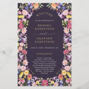 Papier Colorful Spring Fleur sauvage Meadow Wedding Progr