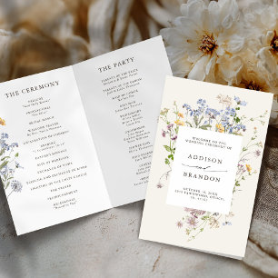 Papier Colorful Spring Fleur sauvage Meadow Wedding Progr