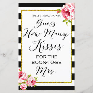Papier combien de baisers - Jeu de Baby Shower