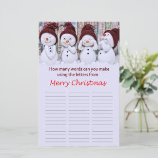 Papier Combien de mots pouvez-vous faire de Joyeux Noël ?