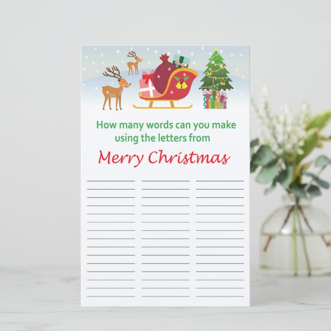 Papier Combien de mots pouvez-vous faire de Joyeux Noël ? (Debout devant)