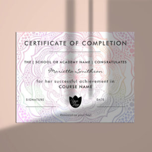 Papier Completion Certificate colorful Mandala Yoga Reiki