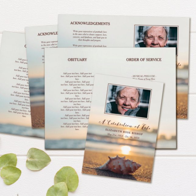 Papier Conch on Beach Celebration of Life Funeral Program (Créateur téléchargé)