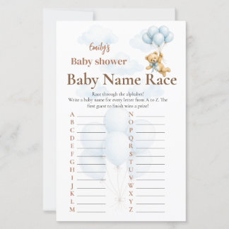 Papier Concours de noms de bébé Ourson en peluche Garçon 