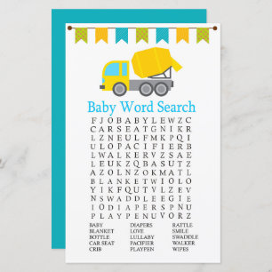 Papier Concret mélangeur Baby shower Word Search Jeu