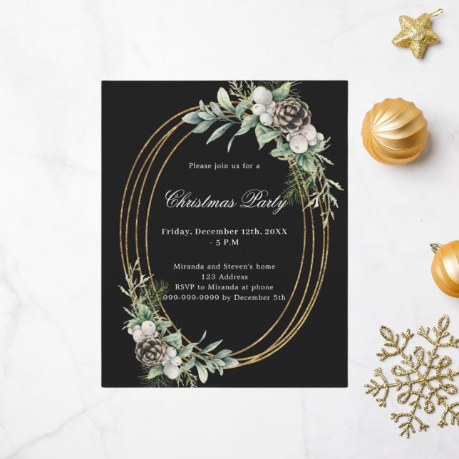 Papier Cone pin noir or Noël invitation (Créateur téléchargé)