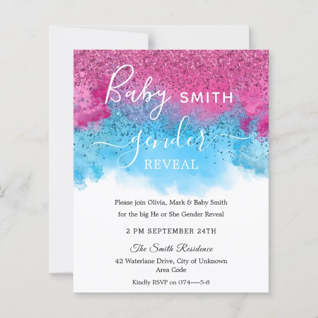 Papier Confetti Fumée Bébé Genre Reveillez Invitation (Devant)