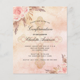 Papier Confirmation budgétaire broussailles rose pampas h