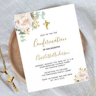 Papier Confirmation budgétaire eucalyptus blanc floral