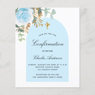 Papier Confirmation budgétaire eucalyptus bleu garçon flo