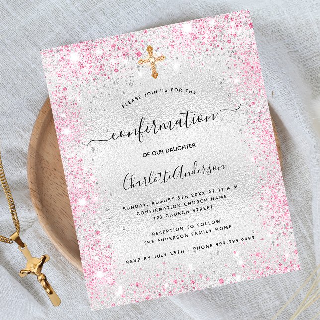 Papier Confirmation de budget invitation rose pailleté ar (Créateur téléchargé)