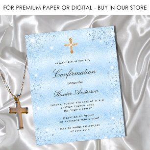 Papier Confirmation de l'invitation du garçon bleu clair