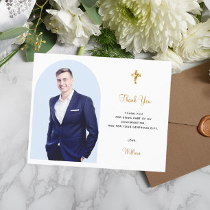 Papier Confirmation du budget photo garçon arc bleu merci