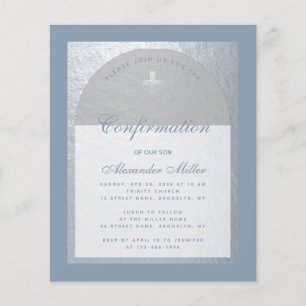 Papier Confirmation du budget Silver Dusty Blue Invitatio