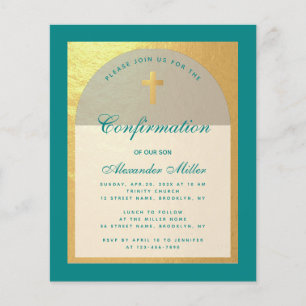 Papier Confirmation du budget Turquoise Arc Faux Gold Inv