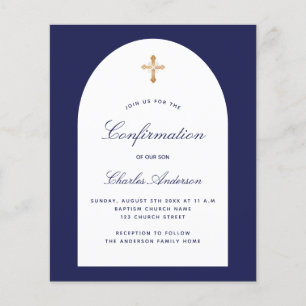 Papier Confirmation Marine bleu blanc arc garçon invitati