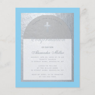 Papier Confirmation Silver Blue Grey Budget Invitation