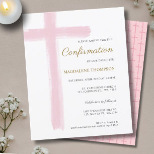 Papier Confirmation Simple Budget Rose Croix Fille