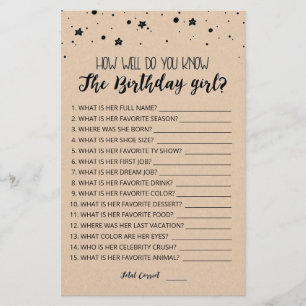 Papier Connais-tu bien le jeu de fille anniversaire ?