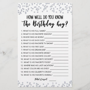 Papier Connais-tu bien le jeu de garçon Anniversaire ?