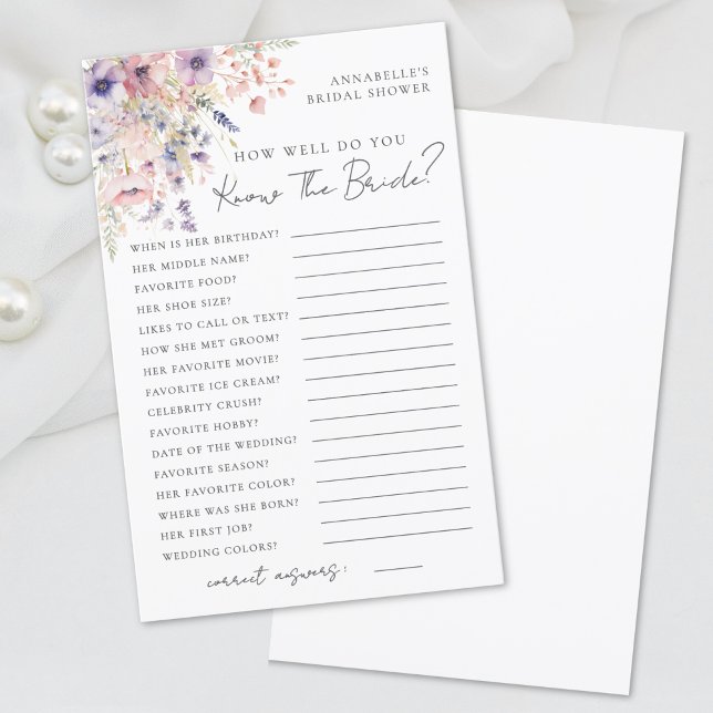 Papier Connaissez la mariée Fête de mariage champêtre (Know The Bride Wildflower Bridal Shower)