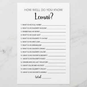 Papier Connaissez-Vous Bien Le Jeu De Garçon Anniversaire