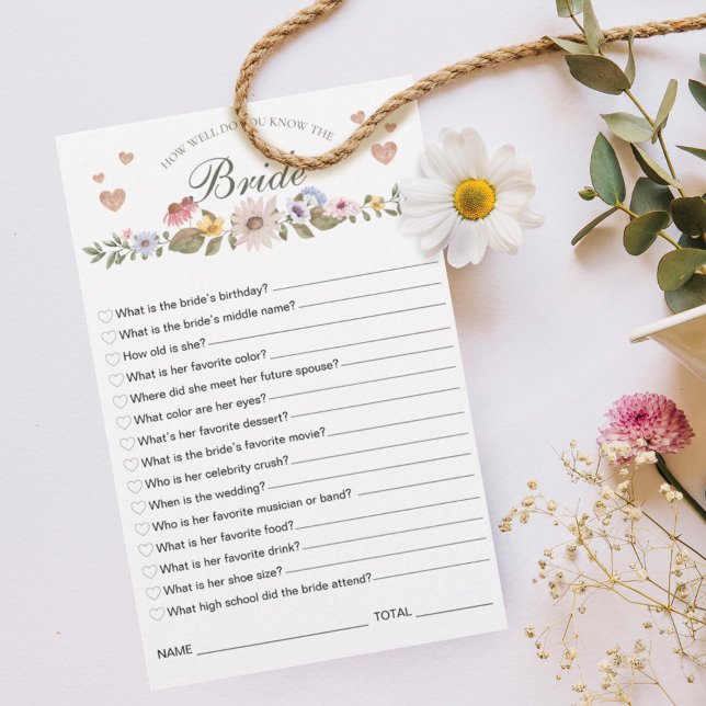 Papier Connaissez-vous bien le jeu de la Fête des mariées (How Well Do You Know the Bride Bridal Shower Game)