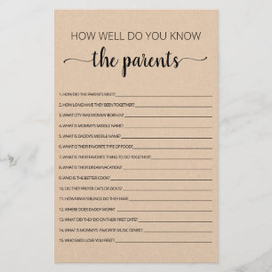 Papier Connaissez-vous bien le jeu de la fête des Parents
