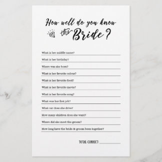 Papier Connaissez-Vous Bien Le Jeu De Mariée ?