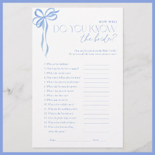 Papier Connaissez-Vous Le Jeu De Fête des mariées Bride B