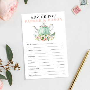 Papier Conseil à la Fête des mariées Tea Party et jeu