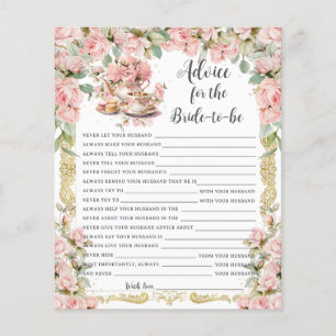Papier Conseil à la fête du thé rose floral pour la marié