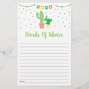 Papier Conseil Baby shower Fiesta Cactus coloré